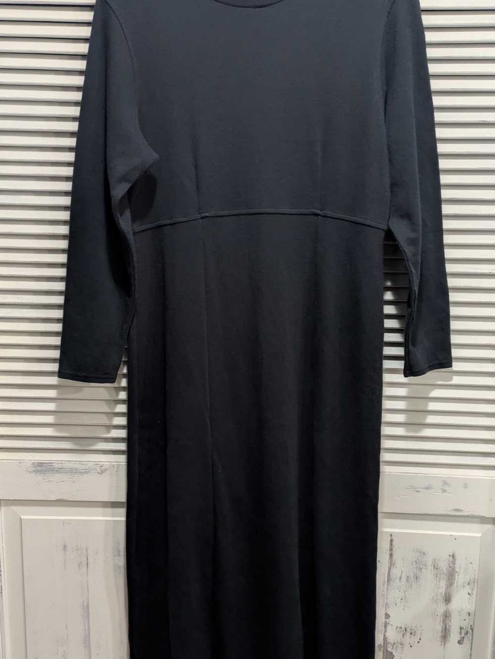 Vintage Eddie Bauer Long Sleeve Cotton Maxi Dress Petite Medium Black